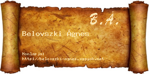 Belovszki Ágnes névjegykártya